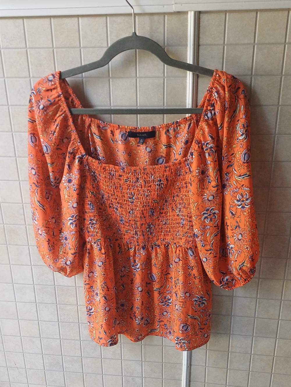Eclair Orange Flowered Blouse